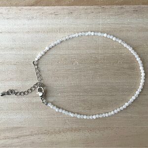 Rainbow Moonstone Beaded Bracelet 2mm Silver